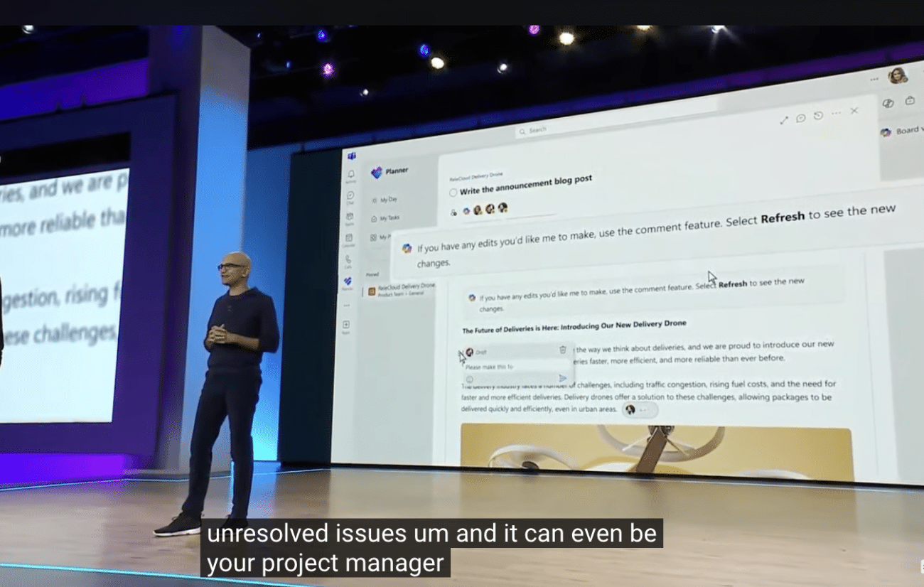 “Team Copilot can Even be Your Project Manager,” says Satya Nadella